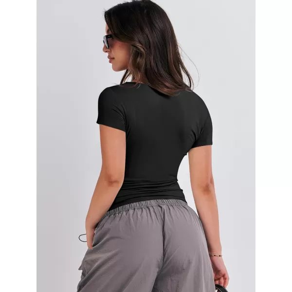 imageANRABESS Womens Short Sleeve Slim Fit Crop Top Going Out TightShirts Summer Basic TeesBlack