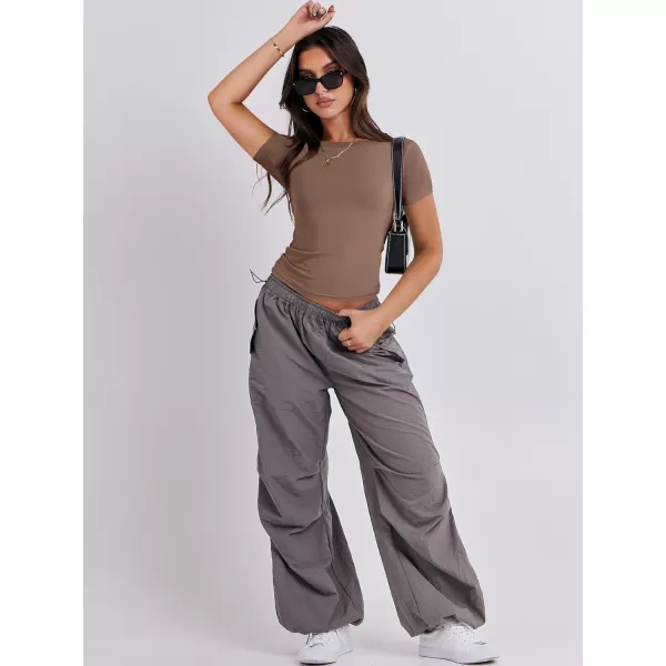 imageANRABESS Womens Short Sleeve Slim Fit Crop Top Going Out TightShirts Summer Basic TeesBrown