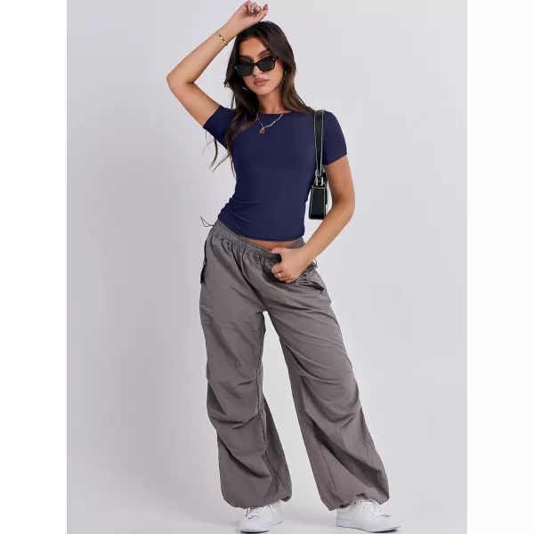 imageANRABESS Womens Short Sleeve Slim Fit Crop Top Going Out TightShirts Summer Basic TeesDark Blue