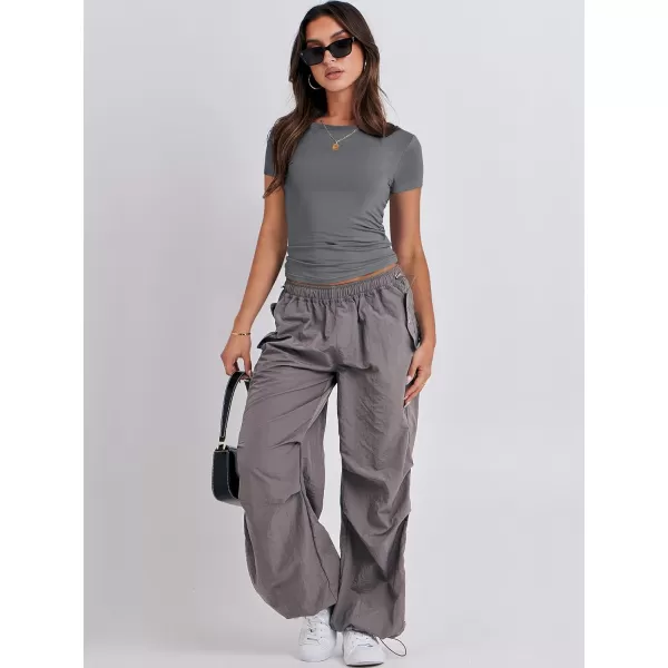 imageANRABESS Womens Short Sleeve Slim Fit Crop Top Going Out TightShirts Summer Basic TeesDeep Grey
