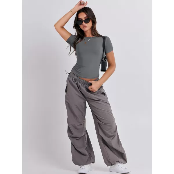 imageANRABESS Womens Short Sleeve Slim Fit Crop Top Going Out TightShirts Summer Basic TeesDeep Grey