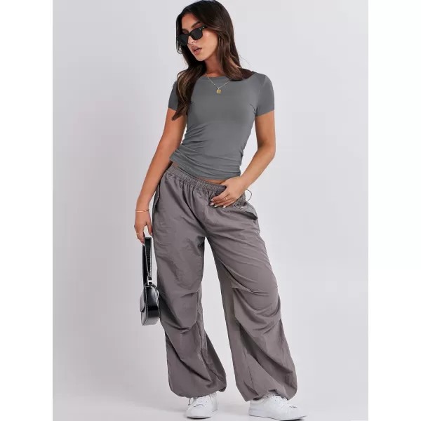 imageANRABESS Womens Short Sleeve Slim Fit Crop Top Going Out TightShirts Summer Basic TeesDeep Grey