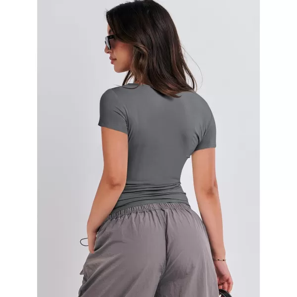imageANRABESS Womens Short Sleeve Slim Fit Crop Top Going Out TightShirts Summer Basic TeesDeep Grey