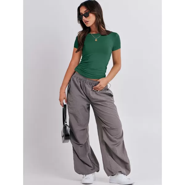 imageANRABESS Womens Short Sleeve Slim Fit Crop Top Going Out TightShirts Summer Basic TeesForest