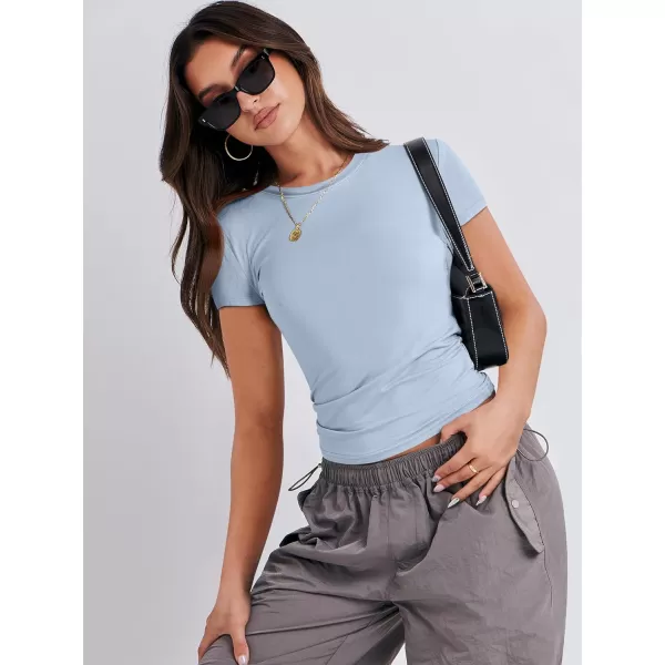 imageANRABESS Womens Short Sleeve Slim Fit Crop Top Going Out TightShirts Summer Basic TeesHaze Blue