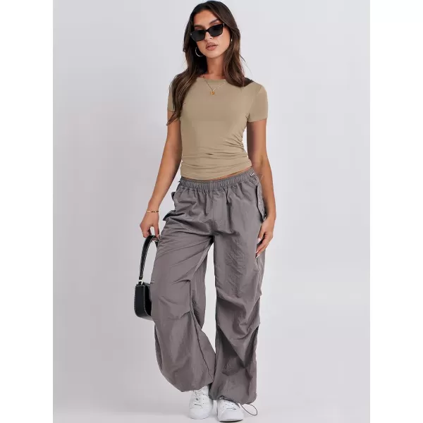 imageANRABESS Womens Short Sleeve Slim Fit Crop Top Going Out TightShirts Summer Basic TeesKhaki