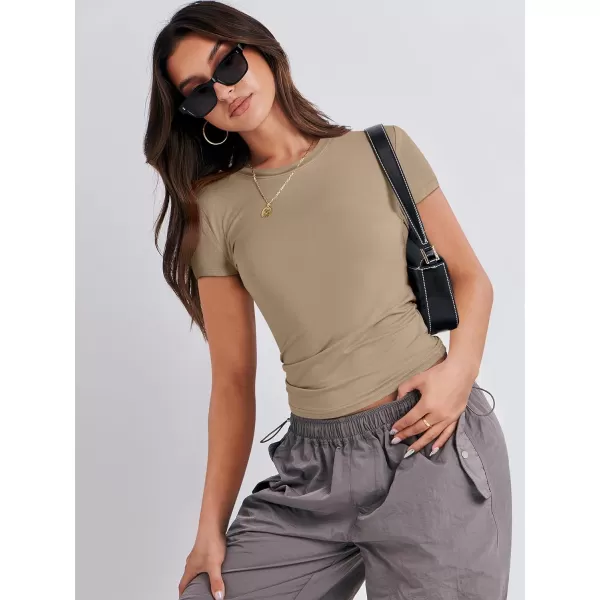 imageANRABESS Womens Short Sleeve Slim Fit Crop Top Going Out TightShirts Summer Basic TeesKhaki