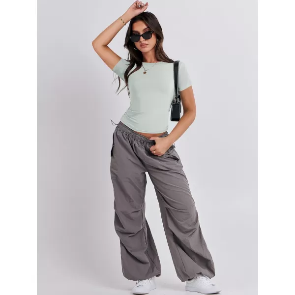 imageANRABESS Womens Short Sleeve Slim Fit Crop Top Going Out TightShirts Summer Basic TeesLight Green