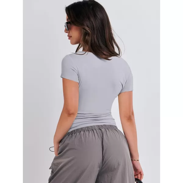 imageANRABESS Womens Short Sleeve Slim Fit Crop Top Going Out TightShirts Summer Basic TeesLight Grey