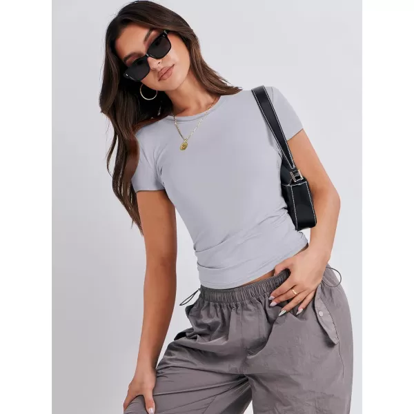 imageANRABESS Womens Short Sleeve Slim Fit Crop Top Going Out TightShirts Summer Basic TeesLight Grey