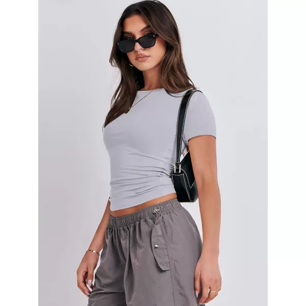 imageANRABESS Womens Short Sleeve Slim Fit Crop Top Going Out TightShirts Summer Basic TeesLight Grey