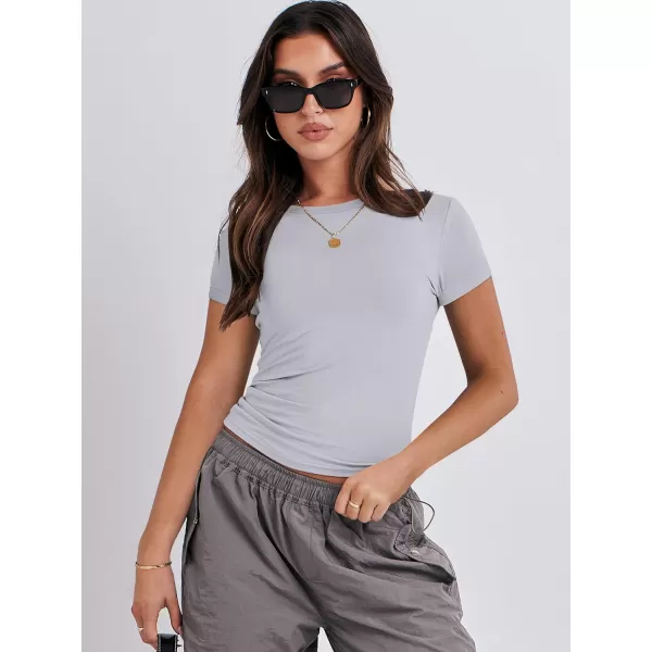 imageANRABESS Womens Short Sleeve Slim Fit Crop Top Going Out TightShirts Summer Basic TeesLight Grey