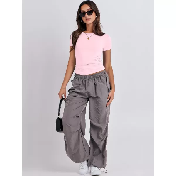 imageANRABESS Womens Short Sleeve Slim Fit Crop Top Going Out TightShirts Summer Basic TeesLight Pink