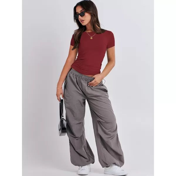 imageANRABESS Womens Short Sleeve Slim Fit Crop Top Going Out TightShirts Summer Basic TeesRed