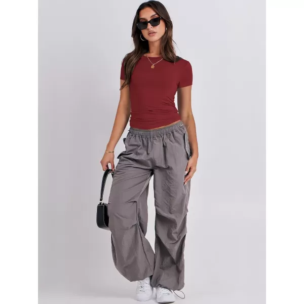 imageANRABESS Womens Short Sleeve Slim Fit Crop Top Going Out TightShirts Summer Basic TeesRed