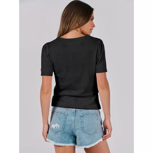 imageANRABESS Womens Short Sleeve V Neck Summer Tops Lightweight Knit Thin Sweaters 2024 Fashion Casual Blouse ShirtsBlack