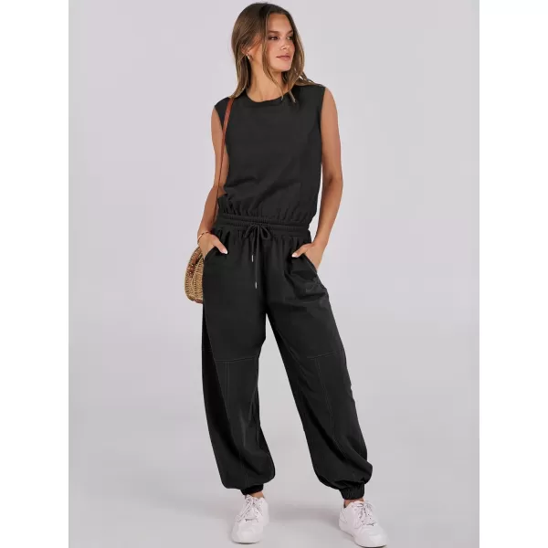 imageANRABESS Womens Sleeveless Crewneck Loose Fit Open Back Jumpsuits Outfits One Piece Workout Active Tracksuits SweatsuitsBlack