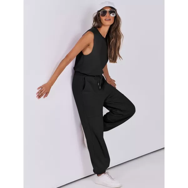 imageANRABESS Womens Sleeveless Crewneck Loose Fit Open Back Jumpsuits Outfits One Piece Workout Active Tracksuits SweatsuitsBlack