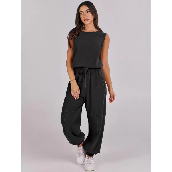 imageANRABESS Womens Sleeveless Crewneck Loose Fit Open Back Jumpsuits Outfits One Piece Workout Active Tracksuits SweatsuitsBlack