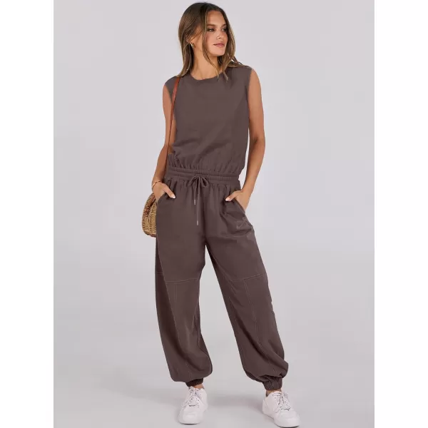 imageANRABESS Womens Sleeveless Crewneck Loose Fit Open Back Jumpsuits Outfits One Piece Workout Active Tracksuits SweatsuitsBrown