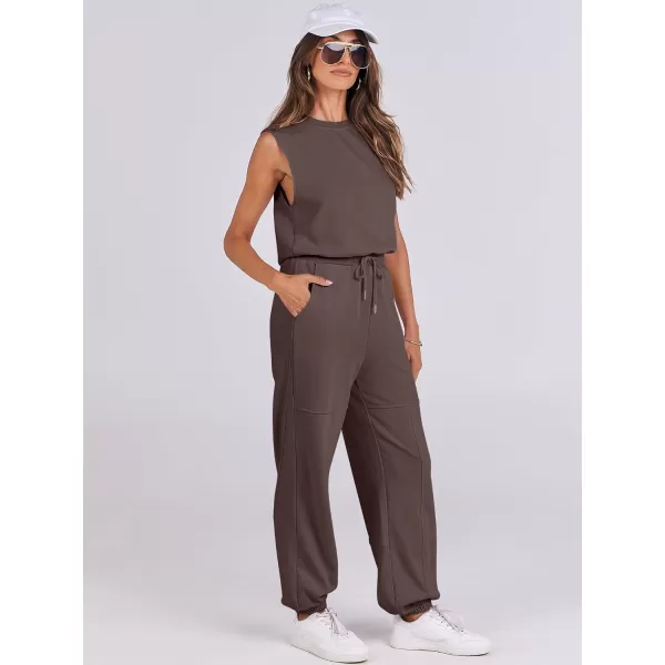 imageANRABESS Womens Sleeveless Crewneck Loose Fit Open Back Jumpsuits Outfits One Piece Workout Active Tracksuits SweatsuitsBrown