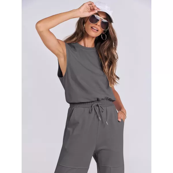 imageANRABESS Womens Sleeveless Crewneck Loose Fit Open Back Jumpsuits Outfits One Piece Workout Active Tracksuits SweatsuitsDark Gray