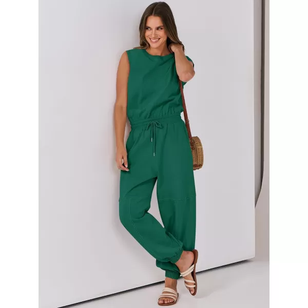 imageANRABESS Womens Sleeveless Crewneck Loose Fit Open Back Jumpsuits Outfits One Piece Workout Active Tracksuits SweatsuitsGreen