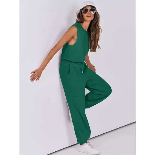 imageANRABESS Womens Sleeveless Crewneck Loose Fit Open Back Jumpsuits Outfits One Piece Workout Active Tracksuits SweatsuitsGreen