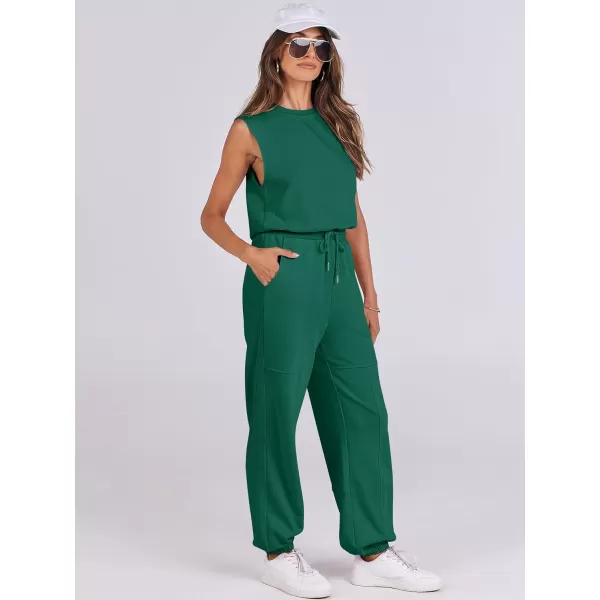 imageANRABESS Womens Sleeveless Crewneck Loose Fit Open Back Jumpsuits Outfits One Piece Workout Active Tracksuits SweatsuitsGreen