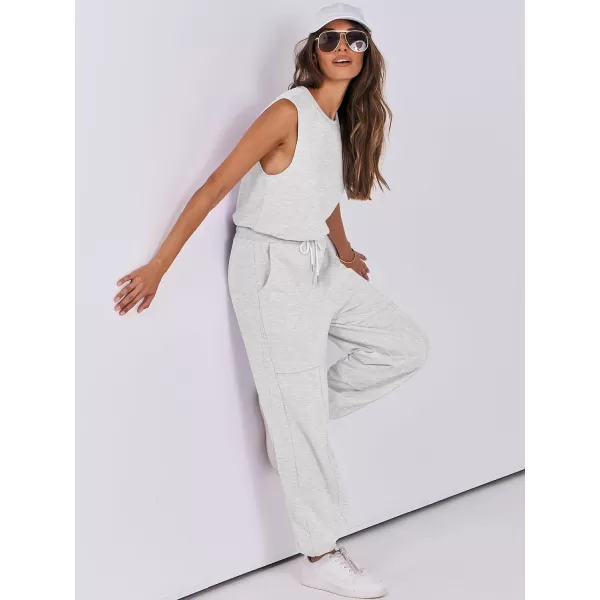 imageANRABESS Womens Sleeveless Crewneck Loose Fit Open Back Jumpsuits Outfits One Piece Workout Active Tracksuits SweatsuitsLight Gray