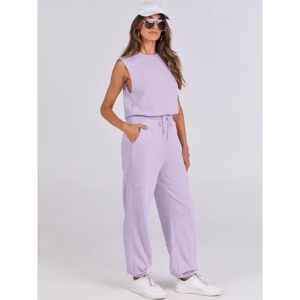 imageANRABESS Womens Sleeveless Crewneck Loose Fit Open Back Jumpsuits Outfits One Piece Workout Active Tracksuits SweatsuitsLight Purple