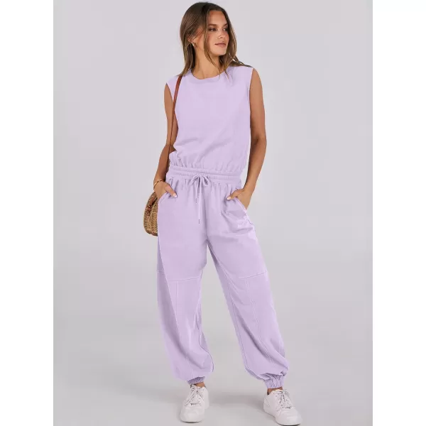 imageANRABESS Womens Sleeveless Crewneck Loose Fit Open Back Jumpsuits Outfits One Piece Workout Active Tracksuits SweatsuitsLight Purple