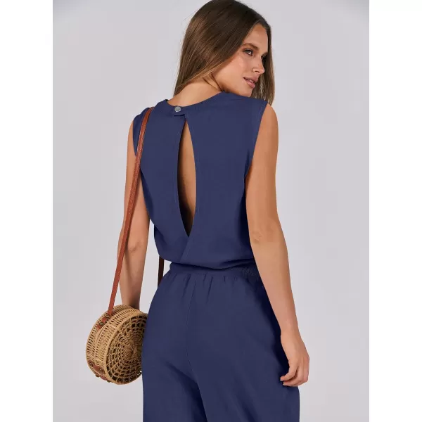 imageANRABESS Womens Sleeveless Crewneck Loose Fit Open Back Jumpsuits Outfits One Piece Workout Active Tracksuits SweatsuitsNavy Blue