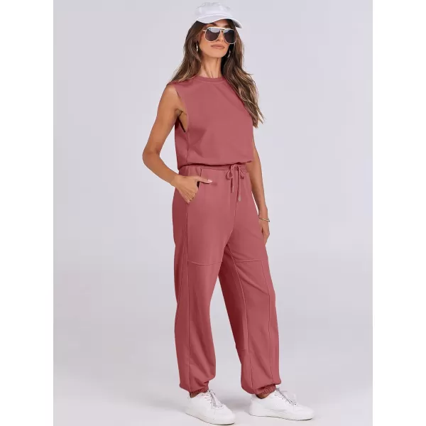 imageANRABESS Womens Sleeveless Crewneck Loose Fit Open Back Jumpsuits Outfits One Piece Workout Active Tracksuits SweatsuitsRust
