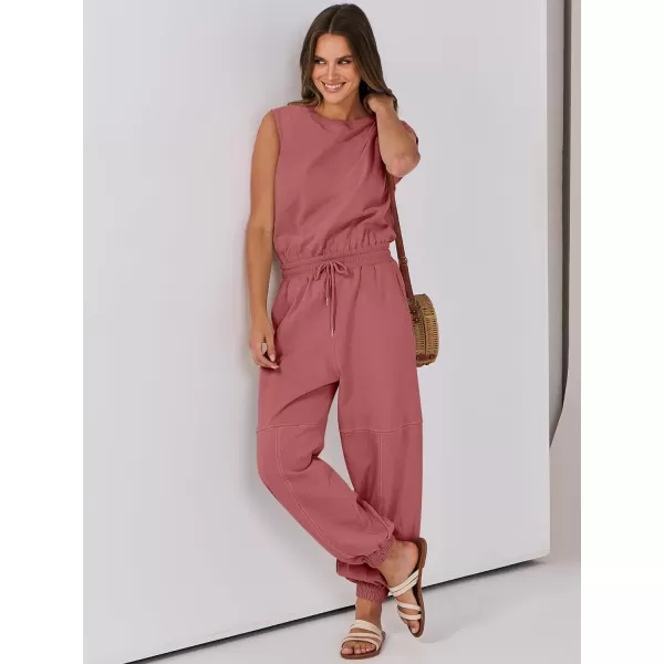 imageANRABESS Womens Sleeveless Crewneck Loose Fit Open Back Jumpsuits Outfits One Piece Workout Active Tracksuits SweatsuitsRust