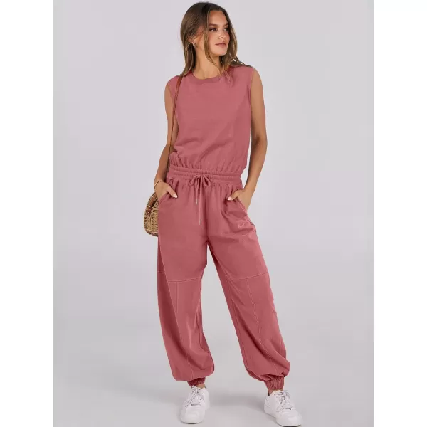 imageANRABESS Womens Sleeveless Crewneck Loose Fit Open Back Jumpsuits Outfits One Piece Workout Active Tracksuits SweatsuitsRust