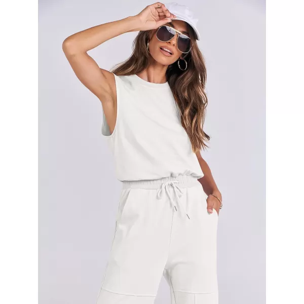 imageANRABESS Womens Sleeveless Crewneck Loose Fit Open Back Jumpsuits Outfits One Piece Workout Active Tracksuits SweatsuitsWhite