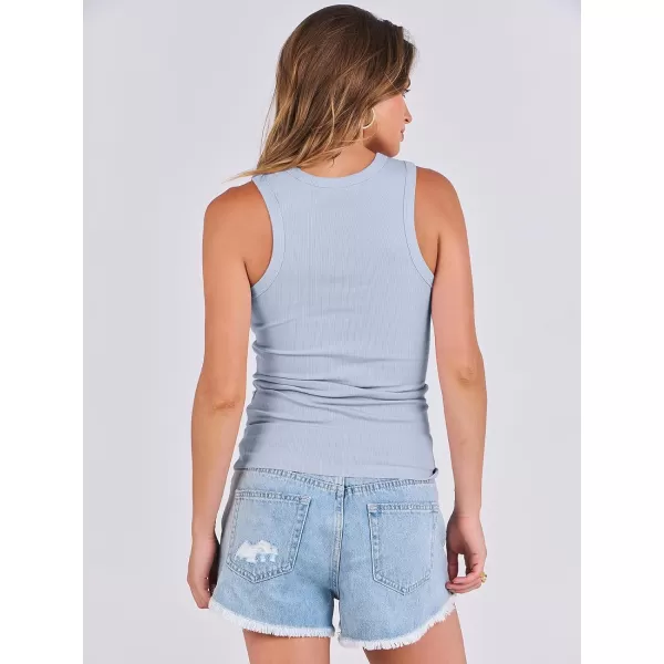 imageANRABESS Womens Sleeveless High Neck Tank Tops Summer Casual Basic Slim Fit Ribbed Tee Shirts Racerback BlousesBlue