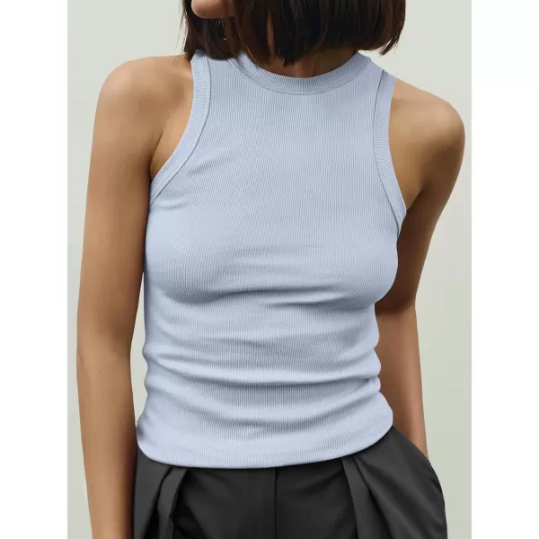 imageANRABESS Womens Sleeveless High Neck Tank Tops Summer Casual Basic Slim Fit Ribbed Tee Shirts Racerback BlousesBlue