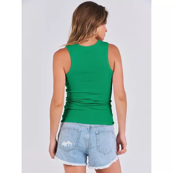imageANRABESS Womens Sleeveless High Neck Tank Tops Summer Casual Basic Slim Fit Ribbed Tee Shirts Racerback BlousesGreen