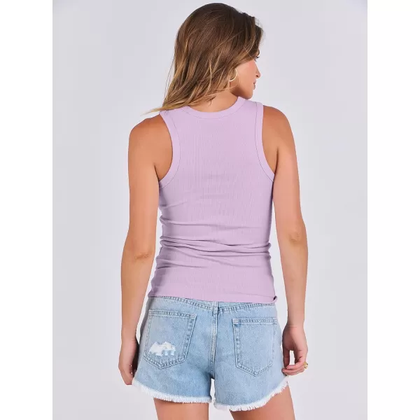 imageANRABESS Womens Sleeveless High Neck Tank Tops Summer Casual Basic Slim Fit Ribbed Tee Shirts Racerback BlousesPurple