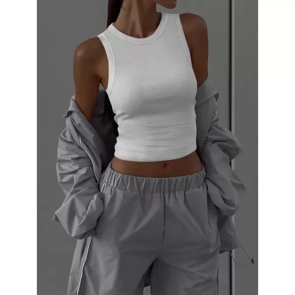 imageANRABESS Womens Sleeveless High Neck Tank Tops Summer Casual Basic Slim Fit Ribbed Tee Shirts Racerback BlousesWhite