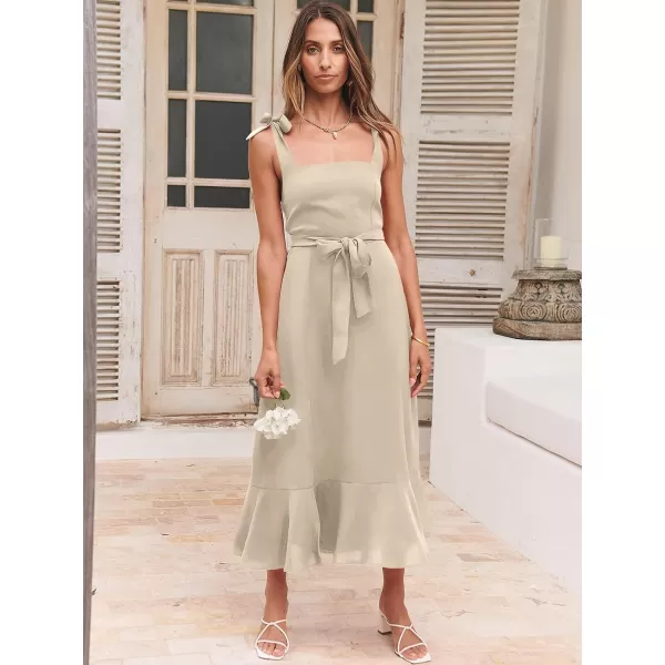 imageANRABESS Womens Square Neck Ruffle Split Midi Formal Summer Dress Elegant Wedding Guest Cocktail Party Bridesmaid DressesApricot