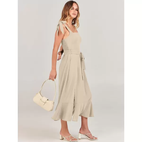 imageANRABESS Womens Square Neck Ruffle Split Midi Formal Summer Dress Elegant Wedding Guest Cocktail Party Bridesmaid DressesApricot