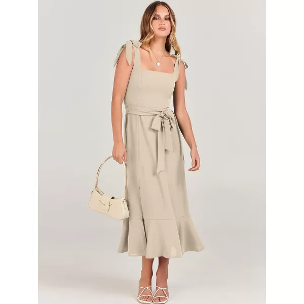 imageANRABESS Womens Square Neck Ruffle Split Midi Formal Summer Dress Elegant Wedding Guest Cocktail Party Bridesmaid DressesApricot