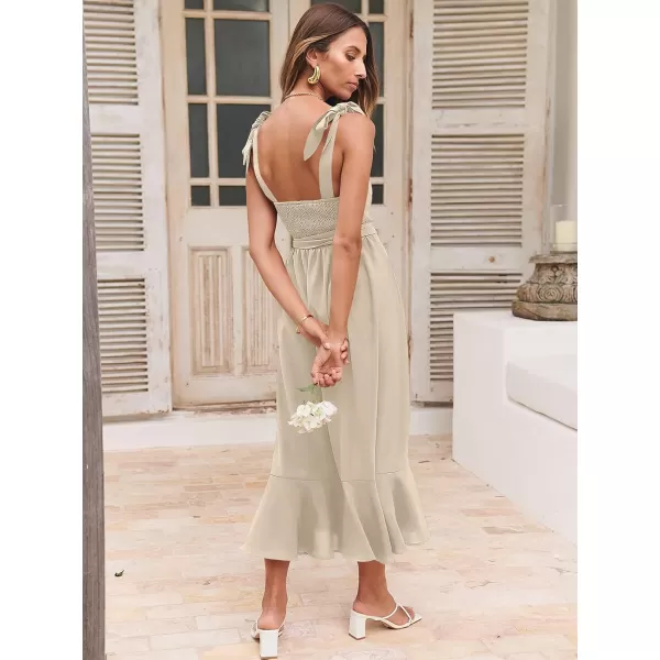 imageANRABESS Womens Square Neck Ruffle Split Midi Formal Summer Dress Elegant Wedding Guest Cocktail Party Bridesmaid DressesApricot