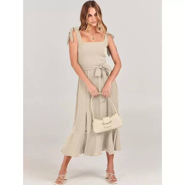 imageANRABESS Womens Square Neck Ruffle Split Midi Formal Summer Dress Elegant Wedding Guest Cocktail Party Bridesmaid DressesApricot