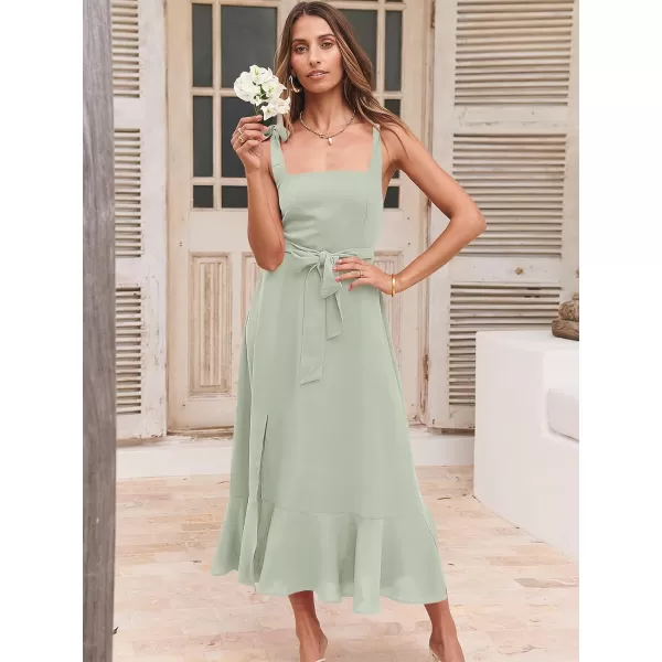 imageANRABESS Womens Square Neck Ruffle Split Midi Formal Summer Dress Elegant Wedding Guest Cocktail Party Bridesmaid DressesCyan