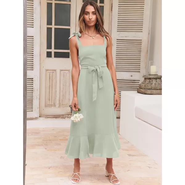 imageANRABESS Womens Square Neck Ruffle Split Midi Formal Summer Dress Elegant Wedding Guest Cocktail Party Bridesmaid DressesCyan