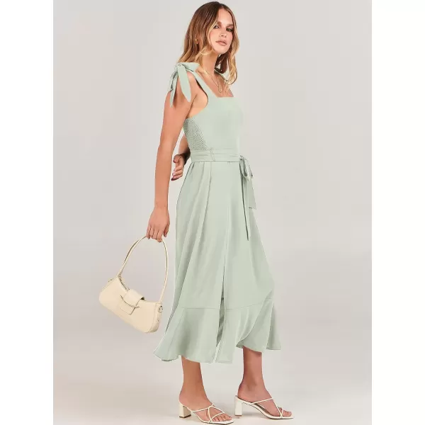 imageANRABESS Womens Square Neck Ruffle Split Midi Formal Summer Dress Elegant Wedding Guest Cocktail Party Bridesmaid DressesCyan